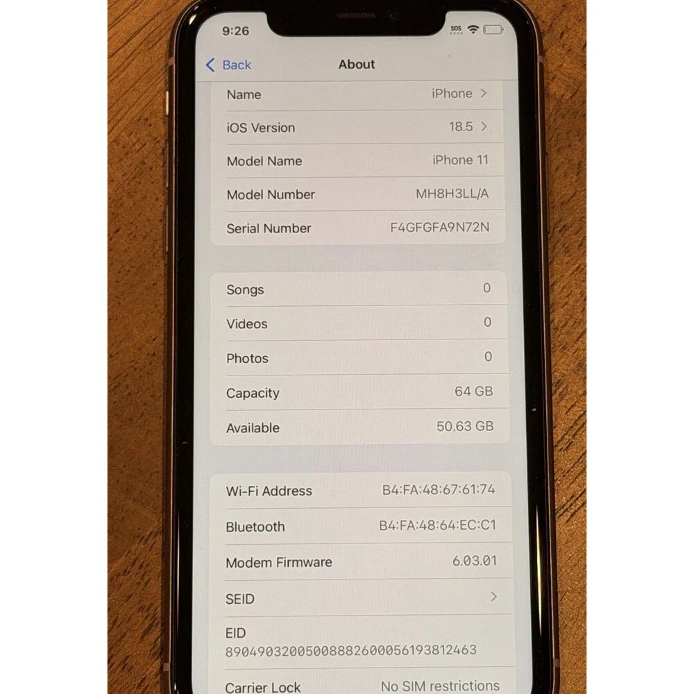 Iphone 11 64 Gb Unlocked Purple MH8H3LL/A Excellent Condition 95% Battery Health